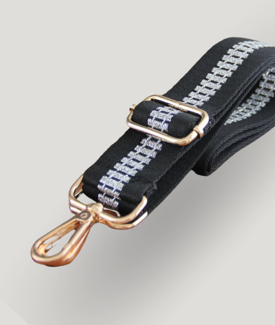 Black & Silver Train Track Strap