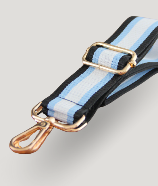 Black, White & Pale Blue Stripe Strap