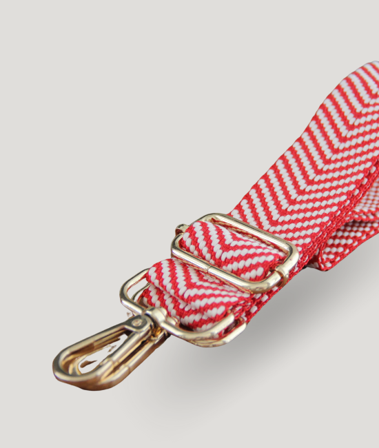 Red & White Herringbone Strap