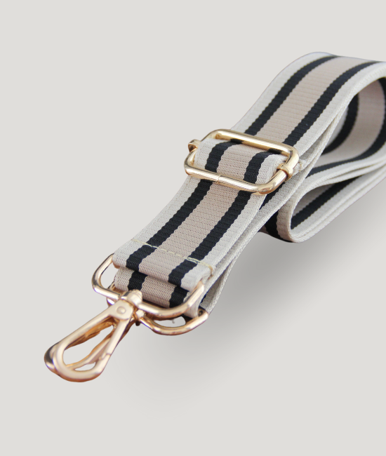 Taupe, Black & Beige Stripe Strap