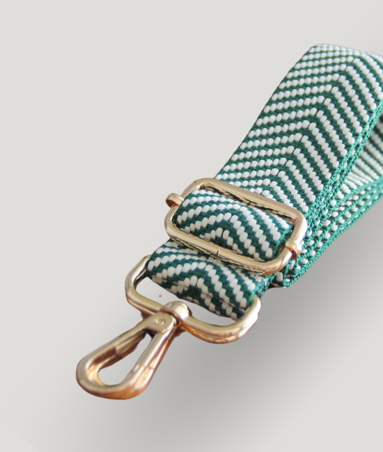 Green & White Herringbone Strap