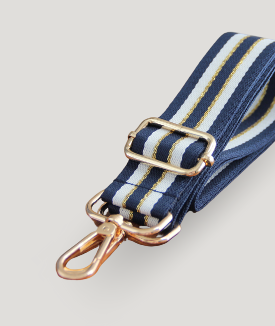 Navy, White & Gold Stripe Strap